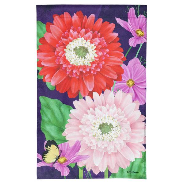 Photo of Blooming Gerbera Burlap House Flag