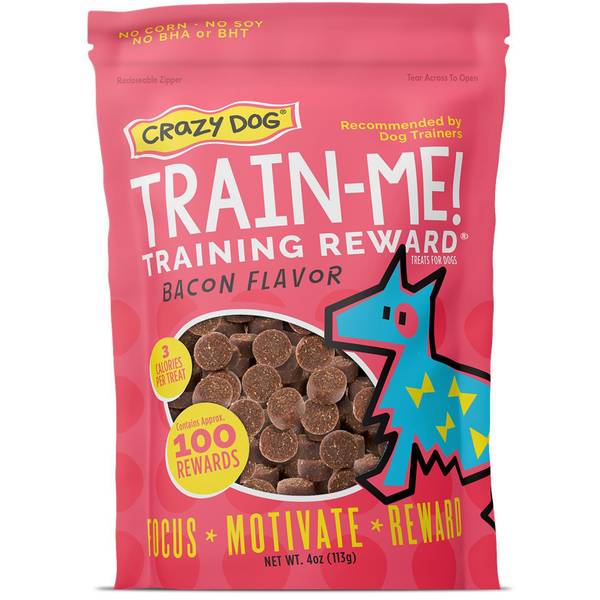 Crazy Dog Train Me 4 oz Mini Soft & Chewy Dog Treats, Bacon CRD89104