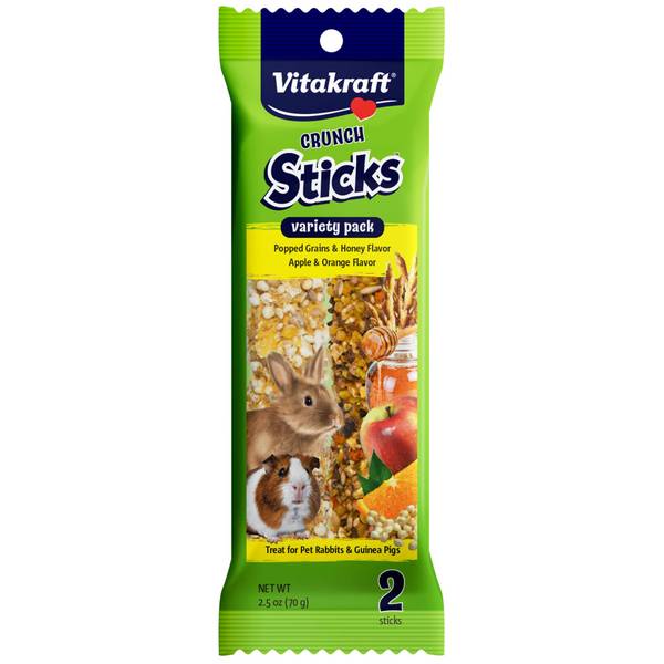 Photo of 2.5 oz Crunch Sticks Rabbit and Guinea Pig Popped Grains and Apple/Orange Treat Variety Pack