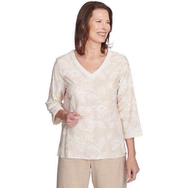 Alfred Dunner Women's Tossed Flower Embroidery Woven Top - 88442WA-274 ...