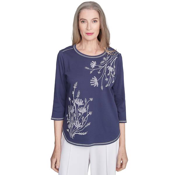 Alfred Dunner Women's Embroidered Asymmetric Floral Knit - 89555WB-428 ...