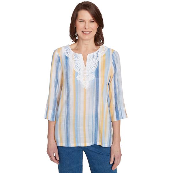 Photo of Women's Lace Neck Stripe Top