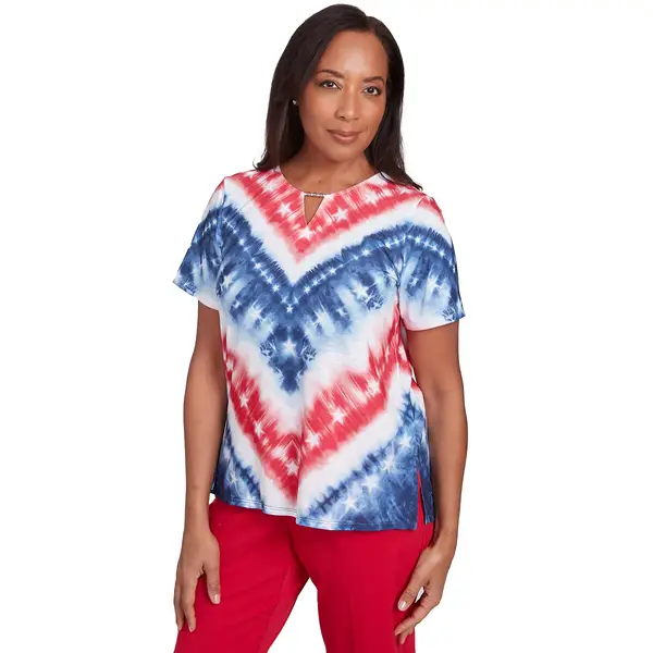 Alfred Dunner Womens Tie Dye Chevron Knit Top - 99451WL-383 Alfred Dunner Womens Tie Dye Chevron Knit Top - 99451WL-383