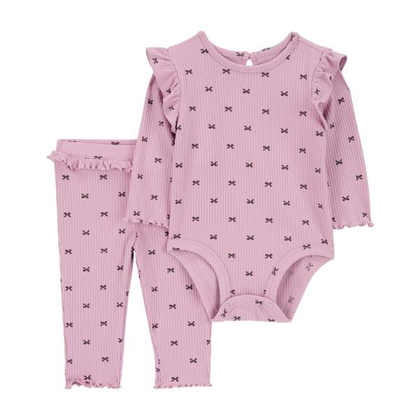 Carter's Infant Girl's 2-Piece Bow Print Bodysuit Pant Set
