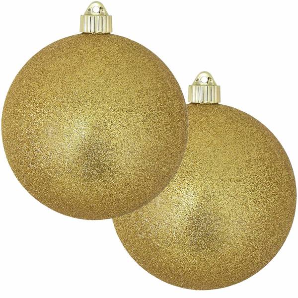 Photo of Christmas by Krebs Gold Glitter Shatterproof 6" Commercial Grade Christmas Ornaments Set of 2