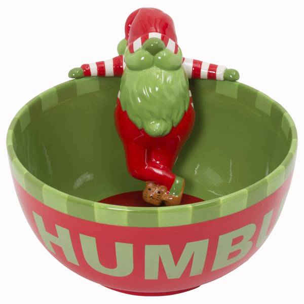 Photo of 10 Inch Dolomite Bah Humbug Holiday Gnome Bowl