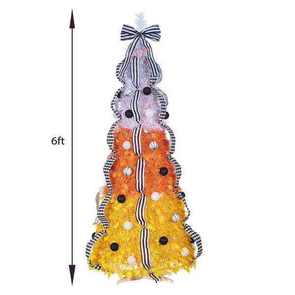 Photo of 6 ft. Pre Lit Orange LED Pop Up Candy Corn Halloween Tree
