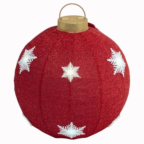 Photo of Vibrant 60cm Diameter Red Collapsible Ball with Snowflake Design and LED Lights