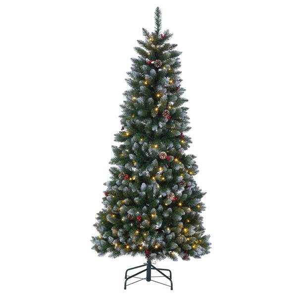 Photo of 6 ft. Pre Lit Warm White LED Pop Up Lightly Flocked Pine Tree