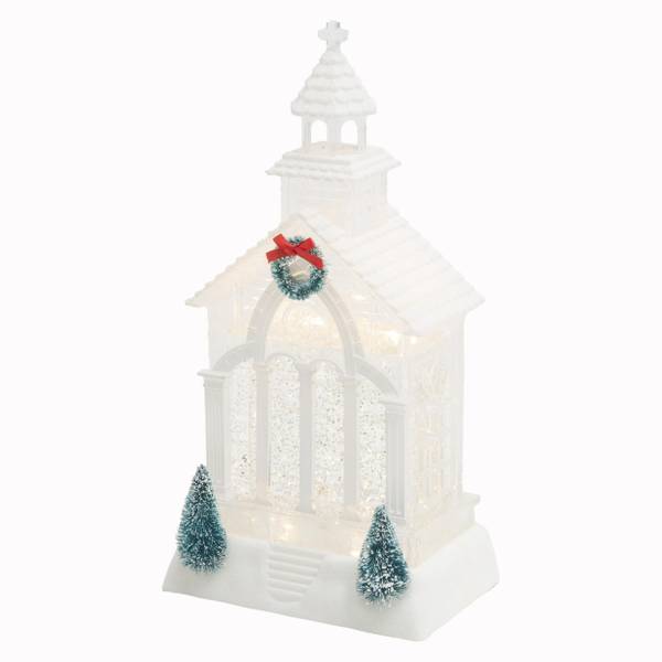Photo of 11.4 in Lighted Church Spinning Water Globe