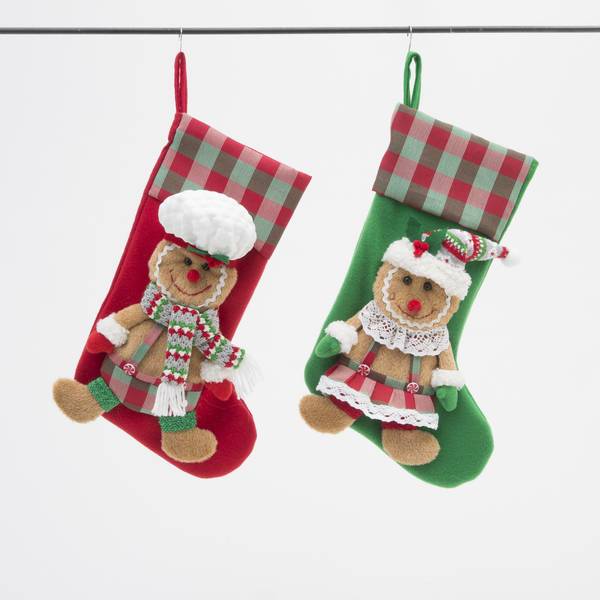 Photo of 17.3 Inch Fabric Holiday Gingerbread Men Stockings, Set of 2