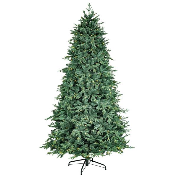 Photo of Majestic 9' Natural Cut Blue Spruce Christmas Tree with Warm White LED Lights