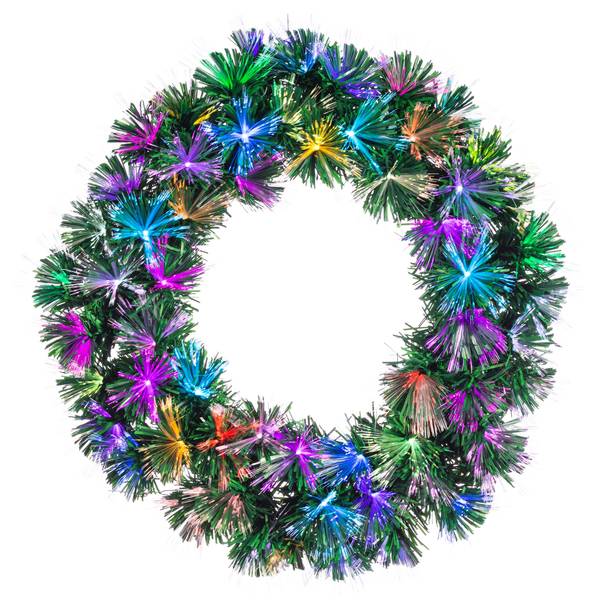 Photo of 24 in. Pre Lit Multi Colored LED Color Changing Fiber Optic Wreath