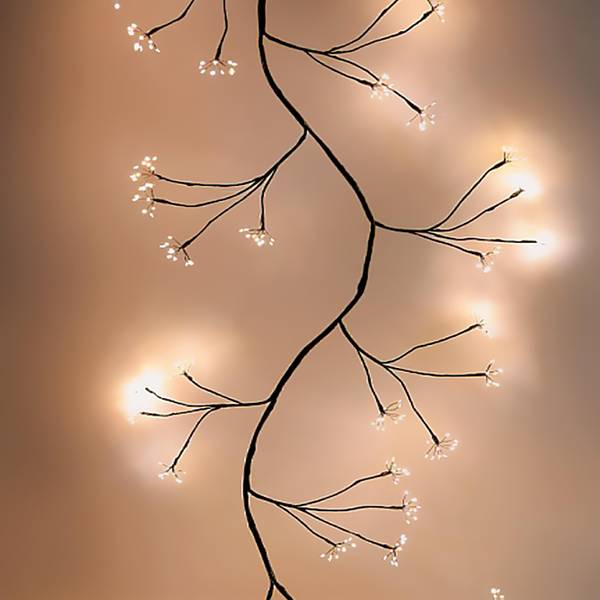 Photo of 6 Foot Black PVC Wrapped Micro LED Garland with 9 Foot Lead Wire and Outdoor UL Adapter