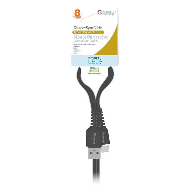 Photo of 8ft Smart LED Braided Cable Type C, Gray