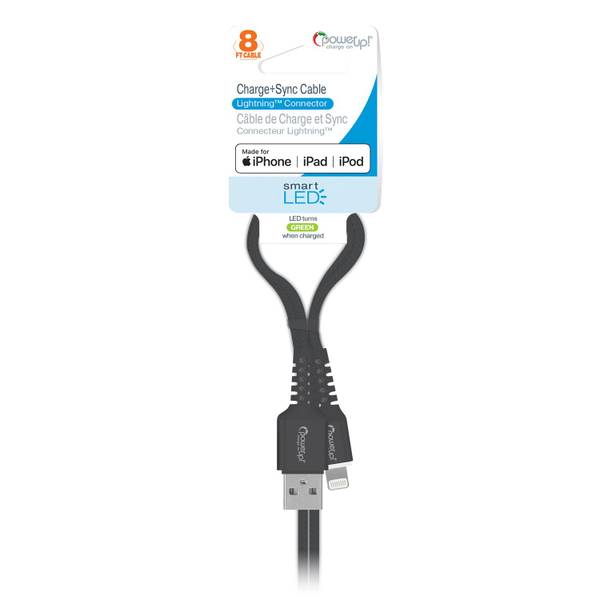 Photo of 8ft Smart LED Braided Cable MFI 8-pin, Gray