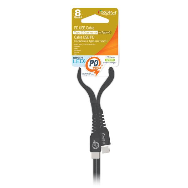 Photo of 8ft Smart LED Braided Cable Type C to Type C, Gray