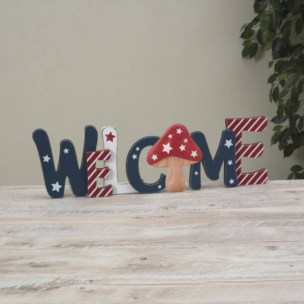 Photo of 19.69" Wood Americana "Welcome" Sign