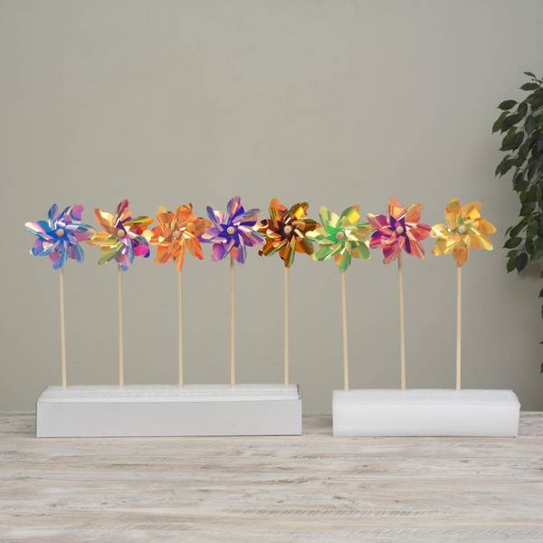 Photo of 18.8" Rainbow Metallic Pinwheel Spinner Assortment