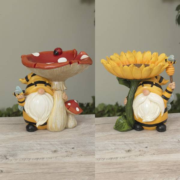 Photo of 6.3" Resin Bee Gnome with Bird Feeder Assortment