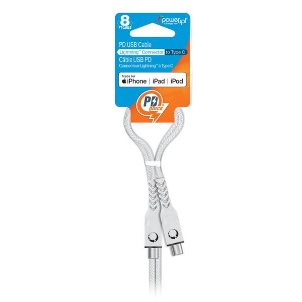 Photo of 8ft Braided Cable Type C to MFi 8-pin, White