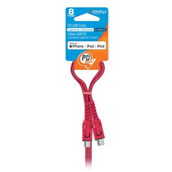 Photo of 8ft Braided Cable Type C to MFi 8-pin, Red