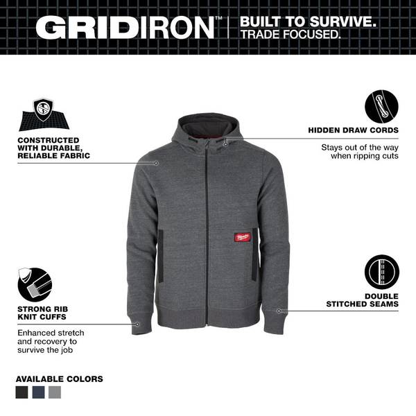 Milwaukee Men's GRIDIRON Full-Zip Hoodie - M250B-2X | Blain's Farm