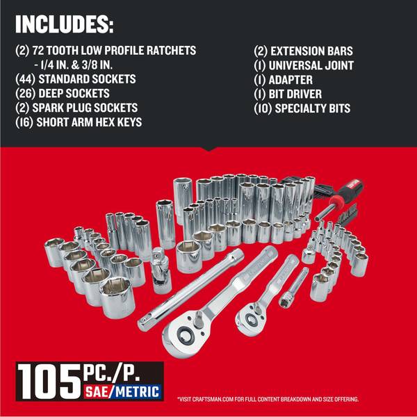 Craftsman 105-Piece Low Profile Mechanics Tool Set - CMMT12123