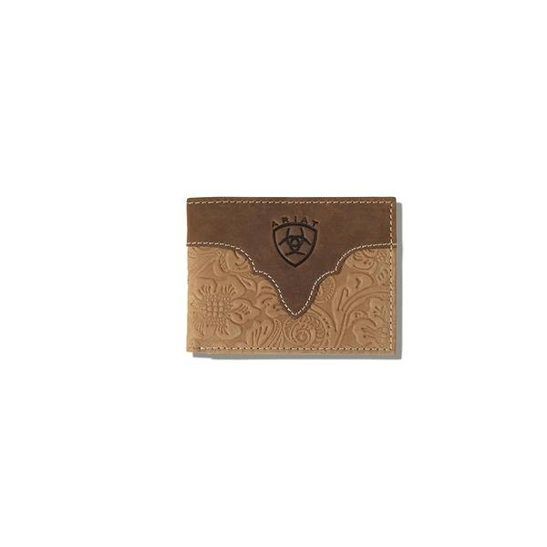 Photo of Bifold Wallet Floral Embossing with Overlay and Debossed Logo