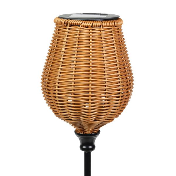 Photo of 4.75" Wide Solar Rattan Torch Garden Stake