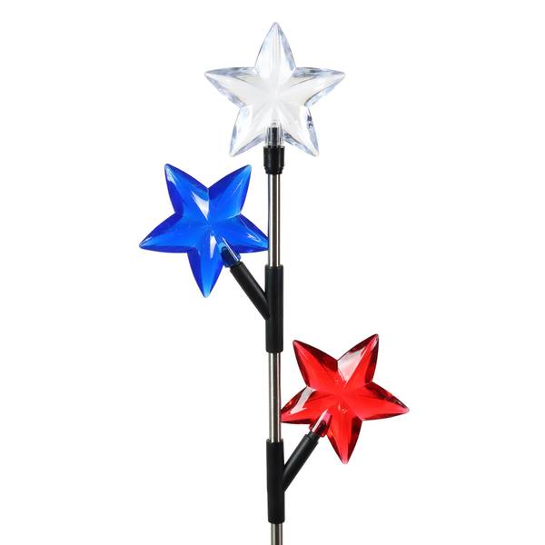 Photo of 28" Solar Three Red, White, Blue Stars Garden Stake