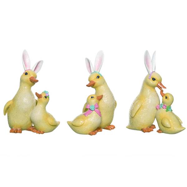 Photo of Duck and Duckling with Bunny Ears Figurine Assortment
