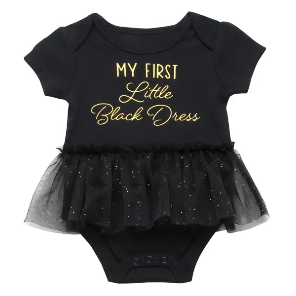 Baby Starters Infant Girl's My First Little Black Dress Skirted Bodysuit, NB