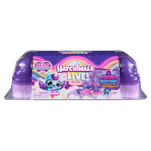 Hatchimals Alive, Neon Rainbow Egg Carton Toy with Mini Figures