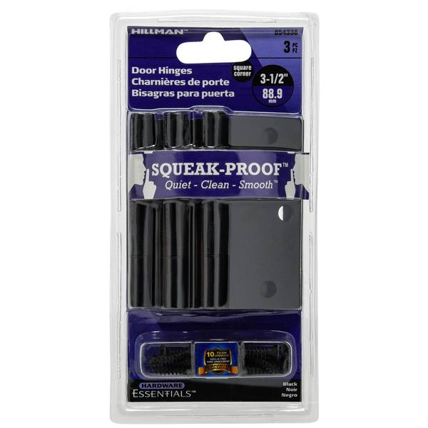 Photo of 3-Piece Hardware Essentials Squeak-Proof Black 1/4" Radius 3-1/2" Hinge