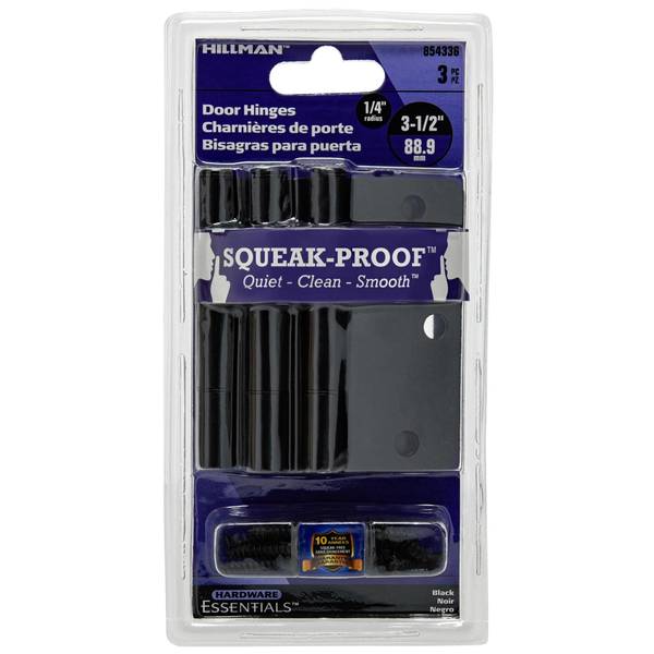 Photo of 3-Piece Hardware Essentials Squeak-Proof Black 1/4" Radius 3-1/2" Hinge