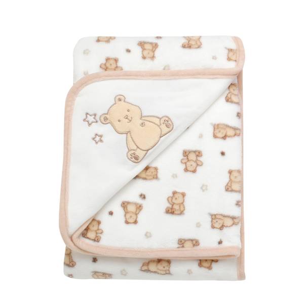Photo of Bear Print Blanket Tan/White