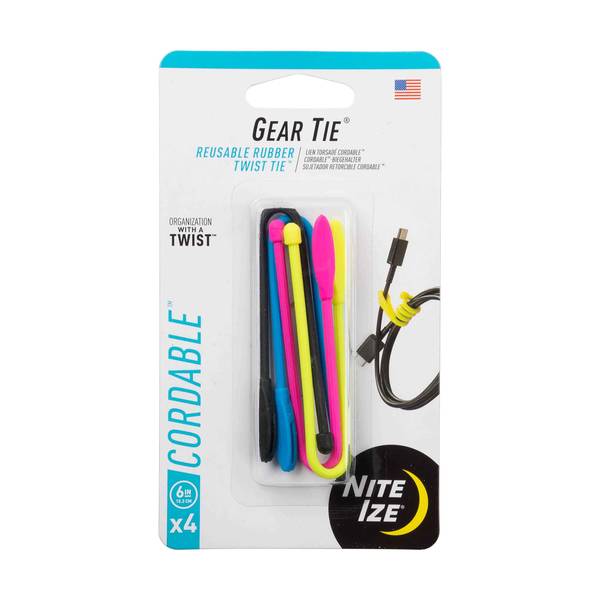 Photo of 4-Pack Gear Tie Cordable Twist Tie 6"