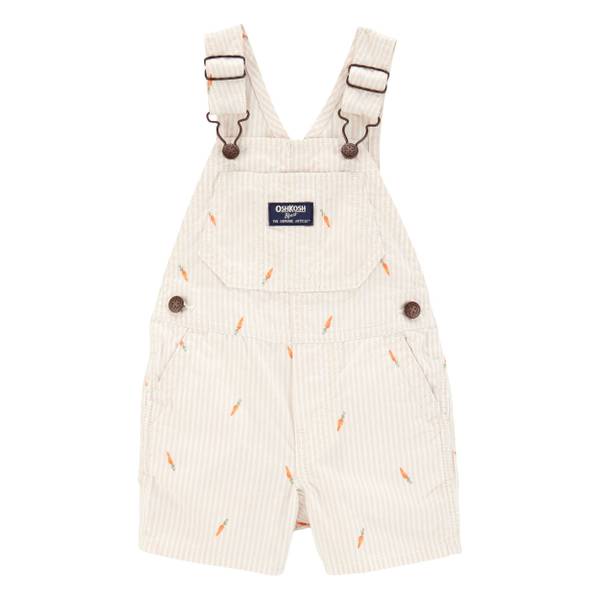Oshkosh Infant Boys Carrot Print Striped Shortalls Oshkosh Infant Boys Carrot Print Striped Shortalls