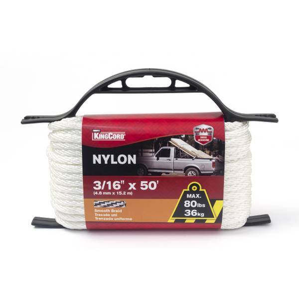 Photo of 3/16" x 50' Smooth Braid Nylon Rope, White