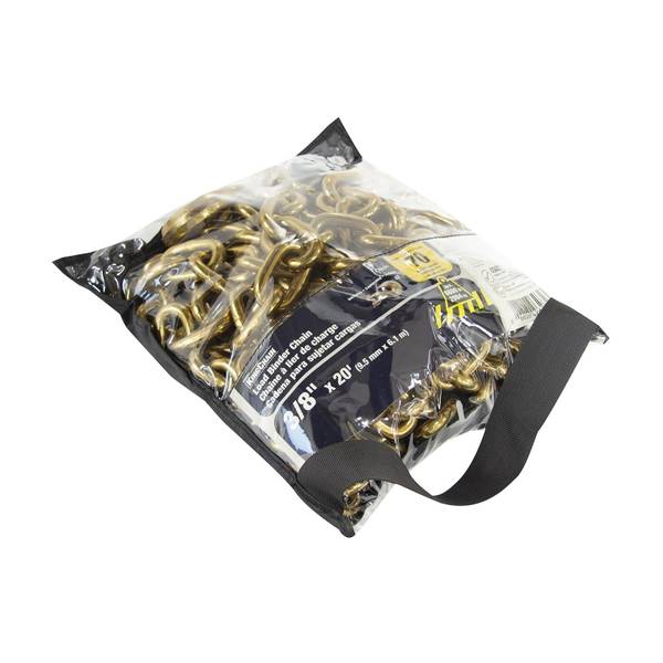 Photo of 3/8" x 20' Grade 70 Gold Chromate Transport Chain with Clevis Grab Hooks