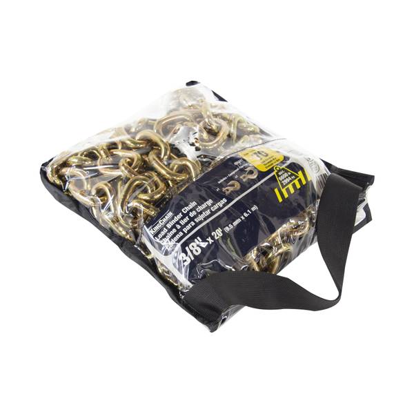 Photo of 3/8" x 20' Grade 70 Gold Chromate Transport Chain with Hooks and Latch