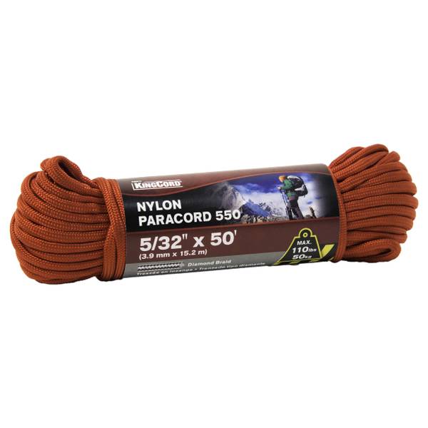 Photo of 5/32" x 50' Paracord 550 Diamond Braid Nylon Rope, Red