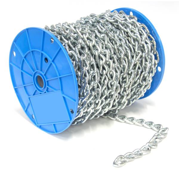 Photo of 3/16" x 100' Twist Link Machine Chain, Zinc-Plated
