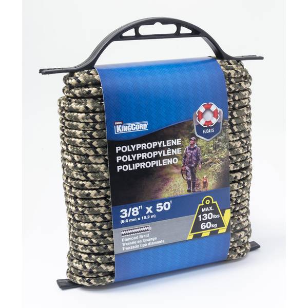 Photo of 3/8" x 50' Diamond Braid Polypropylene Rope, Camouflage