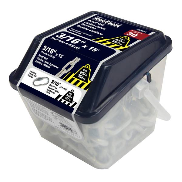 Photo of 3/16" x 15' Grade 30 Galvanized Proof Coil Chain