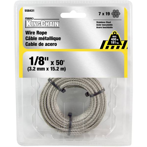 Photo of 1/8" x 50' 7 x 19 Stainless Steel Wire Rope