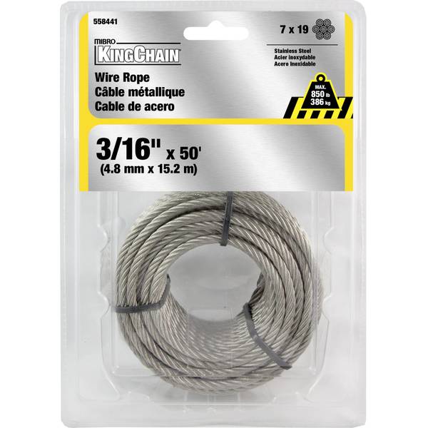 Photo of 3/16" x 50' 7 x 19 Stainless Steel Wire Rope