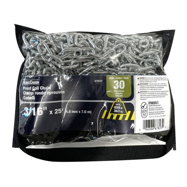 Photo of 3/16" X 25' Grade 30 Zinc Proof Coil Chain