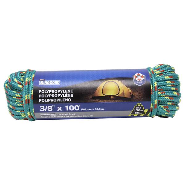 Photo of 3/8" x 100' Diamond Braid- Polypropylene Rope, Assorted Colors
